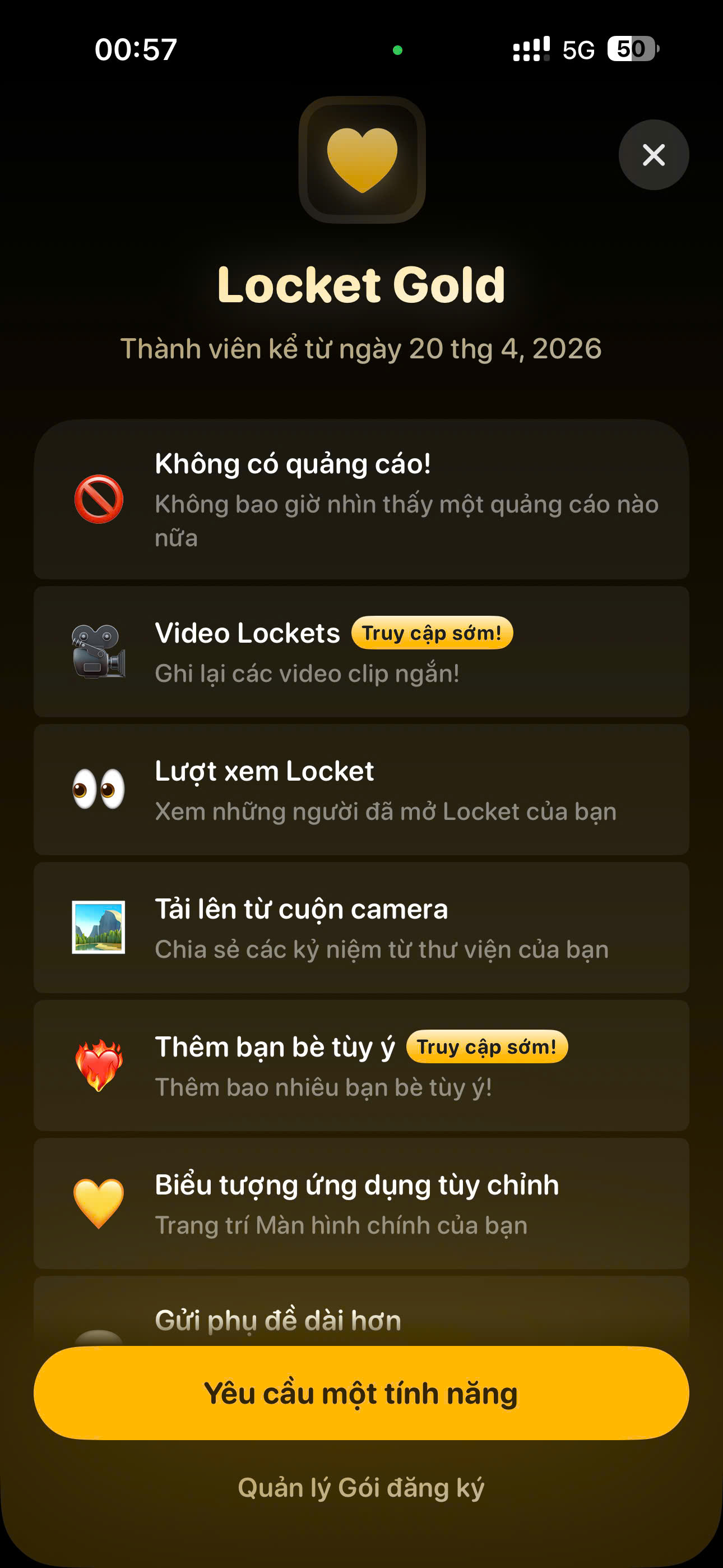 Locket Gold VIP Modal
